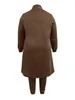 LW Plus Size Broekset met trekkoord Zakontwerp Herfst Winter Effen kleur Lange jas Trekkoord Broek Tweedelige set voor dames 240202