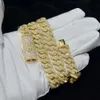 Großhandel Custom 10k 14k vergoldetes Zertifikat Moissanit Diamant Original kubanische Gliederkette Halskette Edler Schmuck 7mm 12mm