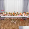 Couronnes de fleurs décoratives 2M haut de gamme blanc rose hortensia rangée de fleurs artificielles fête de mariage toile de fond table pièce maîtresse decorati dhxbw