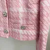 HIGH STREET est Designer Short Coat Womens Sweet Diamonds Buttons Wool Blends Woven Colors Plaid Tweed Jacket 240124