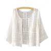 Women's Jackets Women Flare 3/4 Sleeves Kimono Cardigan Hollow Out Crochet Knit Plaid Lace Cropped For Jacket Sun Protection Bea