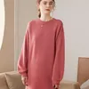 Casual Kleider 2024 High-end-Winter Kaschmir Pullover Lange Kleid Frauen Mode Strickte Weibliche Lose Große Größe Oansatz Pullover