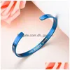 Bracciale aperto in acciaio inossidabile Bracciale aperto Lettera Inspirational Keep Going Polsino Bracciale Donna Uomo Gioielli moda Braccialetti con consegna di goccia Dh73Z