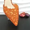 QSGFC Stylowy i piękny pomarańczowy zagłębienie koralowców z tym samym kolorem małych rhinestone imprezowe buty i torba 240129