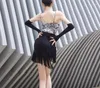 Stage Wear Lady Latin Dance Skirt Women Cha Rumba Samba Dancing Black Tassel Fringe Split Skirts Practice Clothes In Stock