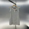 Designer Set Women's Summer Tank Top Short Sleeve T-shirt Half Skirt Dress Stripe Pattern Fashion Versatile