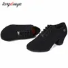 Womans Latin Ballroom Dance Shoes Soft Sole Cloth Women Tango Practice Dance Shoes Middle Heel Ladies Non-Slip Dance Sneakers 240124