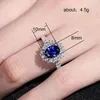 Cluster Rings Huitan Wedding Anniversary Ring With Oval Cutting Blue Cubic Zirconia Luxury Jewelry Valentines Gift Fashion For Women