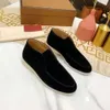 Lüks tasarımcı LP Loafers ayakkabıları açık yürüyüş süet loro ayakkabı ayak bileği botları moda kadınlar erkekler üzerinde kayar yürüyüş daireleri kısa boot
