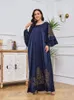 Etnik Giyim Eid Arap Müslüman Partisi Elbise Kadınlar Abaya Nakış Boncuk Jalabiya Uzun Elbiseler Parlama Kol Kaftan Vestidos Ramazan Elbisesi