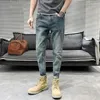 Jeans pour hommes pour hommes Slim Fit Male Cowboy Pantalon Skinny Pantalon recadré avec poches coniques Tuyau serré Tendance 2024 Y2K Streetwear XS