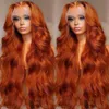 Ginger Orange 136 HD Lace Front Wigs Human Hair Bone Body Wave 134 Human Hair Lace Frontal Wigs Transparent Lace Wig For Women 240118