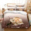 Ensembles de literie Roses rouges Ensemble de housse de couette Queen King Full 3D Floral avec taie d'oreiller pour lit double simple Cadeau de la Saint-Valentin