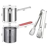 Cookware Sets 1200ML Chicken Fried Pot With Strainer Basket Multipurpose Fries Fryer 304 Stainless Steel For French Fry