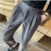 Mäns kostymer Fashions Slim Fit Formal Byxor Mens Autumn Winter High Quality Brand Business Casual Black Blue Stretch Long Pants 29-36