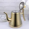 Dinnerware Sets Gooseneck Kettle Electric Stainless Steel Tea Coffee Teapots With Strainers For Stovetop Safe Boiled Silver