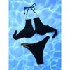 Dames Badmode Gerimpeld Uitgesneden Halter Beugel Bikini Vrouwelijk Badpak Vrouwen Tweedelige Set Bader Badpak Zwemmen V4620