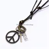 Pendant Necklaces Love World Peace Necklace Letter Id Ring Cross Charm Adjustable Chain Leather For Women Men Fashion Jewelry Gift D Dh8Hv