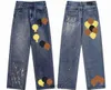 23ss Nuovi jeans da uomo Designer Crea vecchi pantaloni dritti cromati lavati Lettera di cuore Stampe Cuori stile lungo Chromees viola Heartslhgc