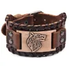 Bedelarmbanden Brede Vintage Armband Dier Wolf Pin Gesp Riem Polsbandje Bangle Manchet Hiphop Mode-sieraden Drop Levering Dhsis