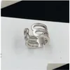 Banda anéis hip hop designer carta padrão anel bague retro sier casal aberto para homens mulheres senhora festa amantes presente noivado drop deli otpkc