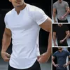 Men's T Shirts Stylish Summer T-shirt Breathable Men Casual Pullover Tee Shirt Arc Hem Skin-touching Streetwear