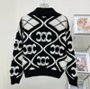 Cel02228 suéteres de luxo feminino o pescoço manga longa com zíper preto cardigan designer camisola roupas femininas