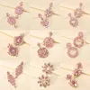 Dangle Earrings Romantic Fashion Pink Series For Women Elegant Luxury Petals Geometric Crystal Statement Jewelry Accessories