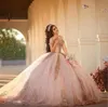 Roze Quinceanera -jurken 2024 Sweetheart Off Shoulder Princess Sweet 15 16 jaar oude verjaardag prom feestjurk Backless Gala Gift 0509