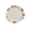 Borden 8,5 inch keramische plaat Koreaanse stijl cartoon fruit bloemen rond huishoudelijk servies ontbijt cake dessert toast worst