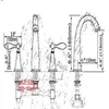 Torneiras de pia do banheiro preto óleo friccionado latão generalizada dupla alça lavatório misturador torneiras deck montado 3 furos torneira do lavatório ahg055