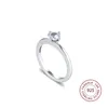 Anéis de cluster Clear Heart Solitaire Anel 925 Sterling Silver Casamento Noivado para Mulheres Moda Jóias Bijoux Femme