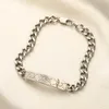 Bracelets de perles classiques chaîne à maillons femmes marque lettre bracelet en acier inoxydable plaqué or 18 carats cadeaux d'amoureux de cristal bracelet chaînes de manchette bijoux de mariage de créateur