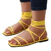 Sandálias Senhoras Moda Verão Cor Sólida Open Toe Ring Strap Flat Beach S para Mulheres Tamanho 41 Largo