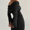 Casual Dresses Crocheted Mesh Sheer Dress Women Bodycon Cocktail Long Evening Clothes Ladies Fall Elegant Luxury Sexy Party Knit