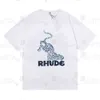 Rhude camiseta masculina camiseta masculina esportes soltos 100 algodão Rhude rhude tshirt tendência retrô de tendência impressão high street grafiti camisa de manga curta American s xccv