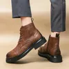 Stivali formali da uomo con lacci in pelle crosta per abito invernale Ankel Fashion Bota Masculina Plus Size 38-46