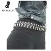 Hollow Bullet Decoration Belt Fashion Ladies Leather Luxury Studded Gift Man'S Goth Rock Wild Adjustable Women's Punk Black Belt 240122