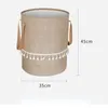 Foldable Braided Jute Cloth Laundry Basket Cotton Linen Dirty Cothes Storage Basket Kids Toys Sundries Organizer for Home 240125