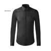 Shirt Rhinestone Mens Long Sleeve Streetwear Slim White Dress Shirts Men Clothing Social Chemise Homme