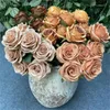 Yapay Pembe Gül Sahte Çiçek Düğün Gelin Buket Fotoğraflar Props Ev Bahçe Dekorasyon Simülasyonu İpek Gül Buket
