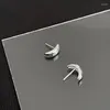 Ohrstecker aus 925er-Sterlingsilber, Mond-Motiv, für Damen und Mädchen, kleiner glatter Wassertropfen, bogenförmiges Design, Schmuck, Party-Geschenk