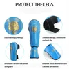 Parastinchi da boxe in PU di alta qualità Protezioni per le gambe Sanda Wrestling per bambini Muay Thai Calzature Equipaggiamento protettivo Collo del piede 240131
