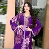 Etniska kläder 2024 Eid Party Diamonds Elegant muslimska kvinnor klär Ramadan Dubai Abaya Turkiet islam långa kvällsklänningar marocko vestidos