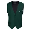 Designer Mens Vest Dark Green Solid Silk Satin Waistcoat Tie Bowtie Hanky Wedding Formal Male Suit Sleeveless Jacket Barry Wang 240125