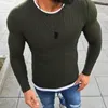 Camisolas masculinas camisola fina cor sólida pulôver manga longa de malha plus size inverno outono magro t camisa básica o pescoço preto vermelho spri