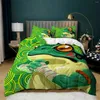 Set di biancheria da letto Set copripiumino con rana adorabile King Size Trapunta con animali naturali 3D anfibio tropicale divertente