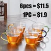 6PCS 120 ml Przezroczysty szklany zestaw herbaty z 6 herbaty z uchwytem w chińskim stylu kubki kawy Drink Water Drinkware 240129