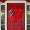 装飾的な花ボウリボンリースバレンタインバレンタインデーデコレーションパーティーは、壁のお祝いの休日への正面玄関の愛を支持します