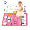 Tappetino per pianoforte 2 in 1 per bambini Tastiera Jazz Drum Musica Touch Play Tappeto per bambini Strumento educativo Giocattoli regalo 240124